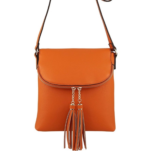 Vegan Medium Crossbody Handbag with Tassel - Picture 1 of 7